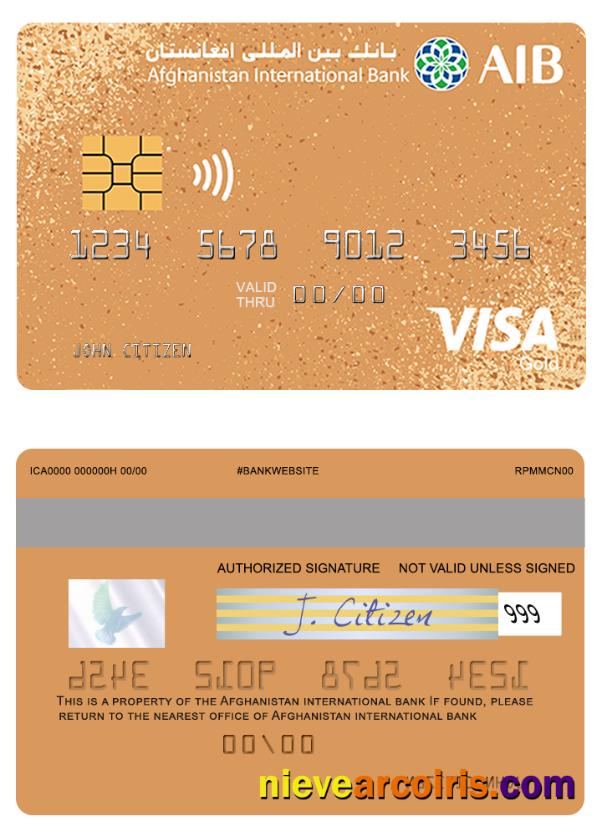 Afghanistan international bank visa gold prepaid card